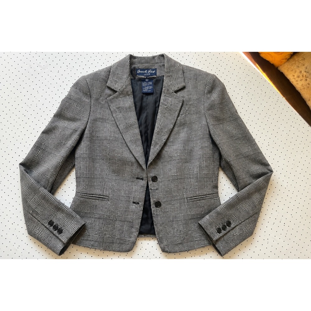 Sweet Suit Petite 6 Gray Glen Plaid Blazer Jacket Career Office Wool Blend 6P